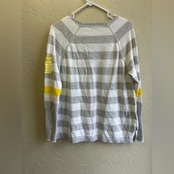 Lisa Todd 100% cotton small striped v-neck sweater. Light academia preppy - Picture 3 of 8